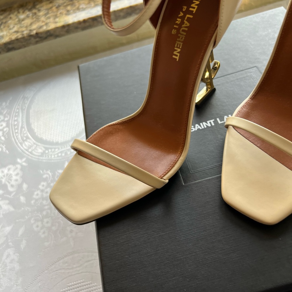 Saint Laurent Beige Ankle Strap Heels, NWB - Picture 8 of 16